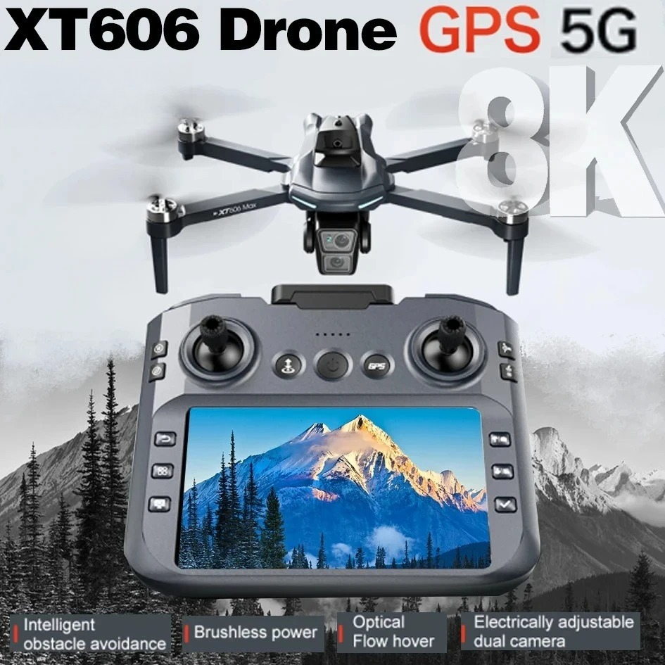 Fpv Brushless Rc Drone 4K - Orijinal XT606 Drone Profesyonel 8K HD