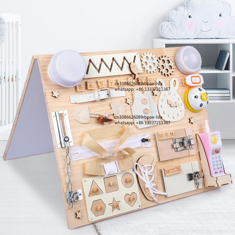 Montessori Wooden Busy Board Toddler - Montessori Aktivite Panosu Ahşap Duyusal Aktivite